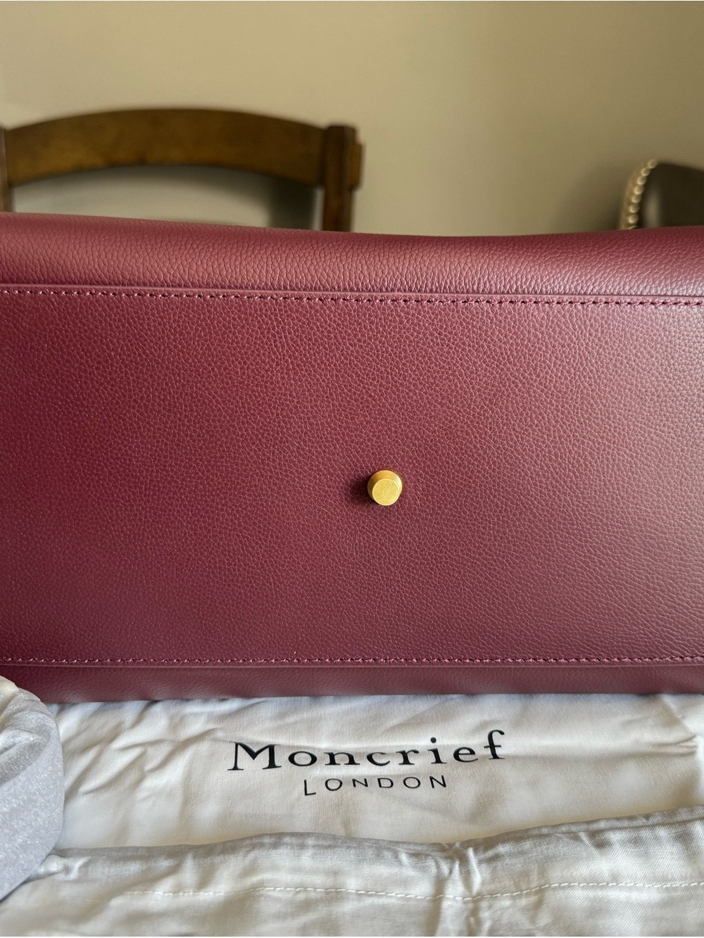 Moncrief “Stephanie” Structured Leather Satchel in Deep Burgundy - Picture 13 of 14